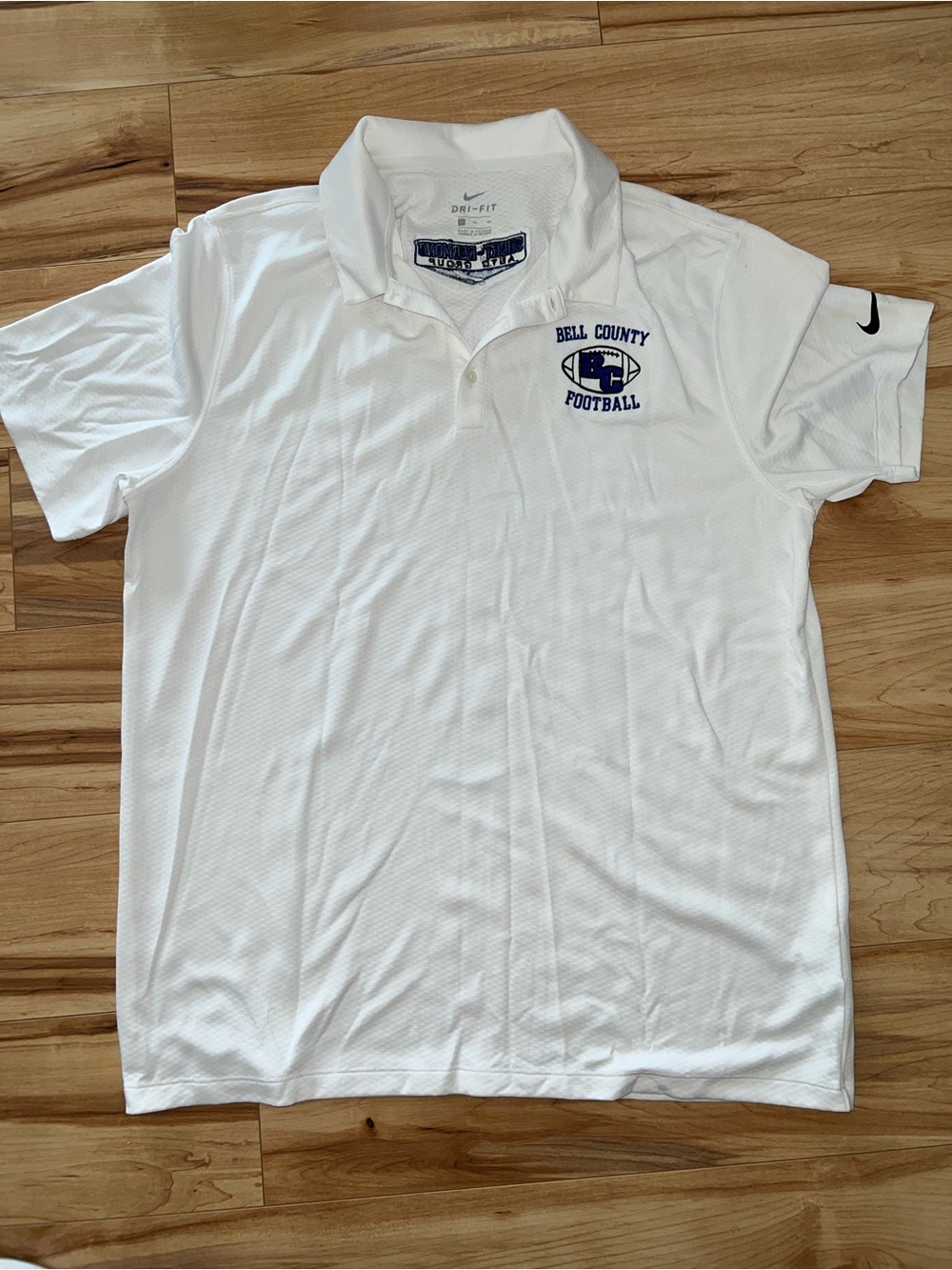 Nike White Men's Bell County Football Dri-FIT Polo